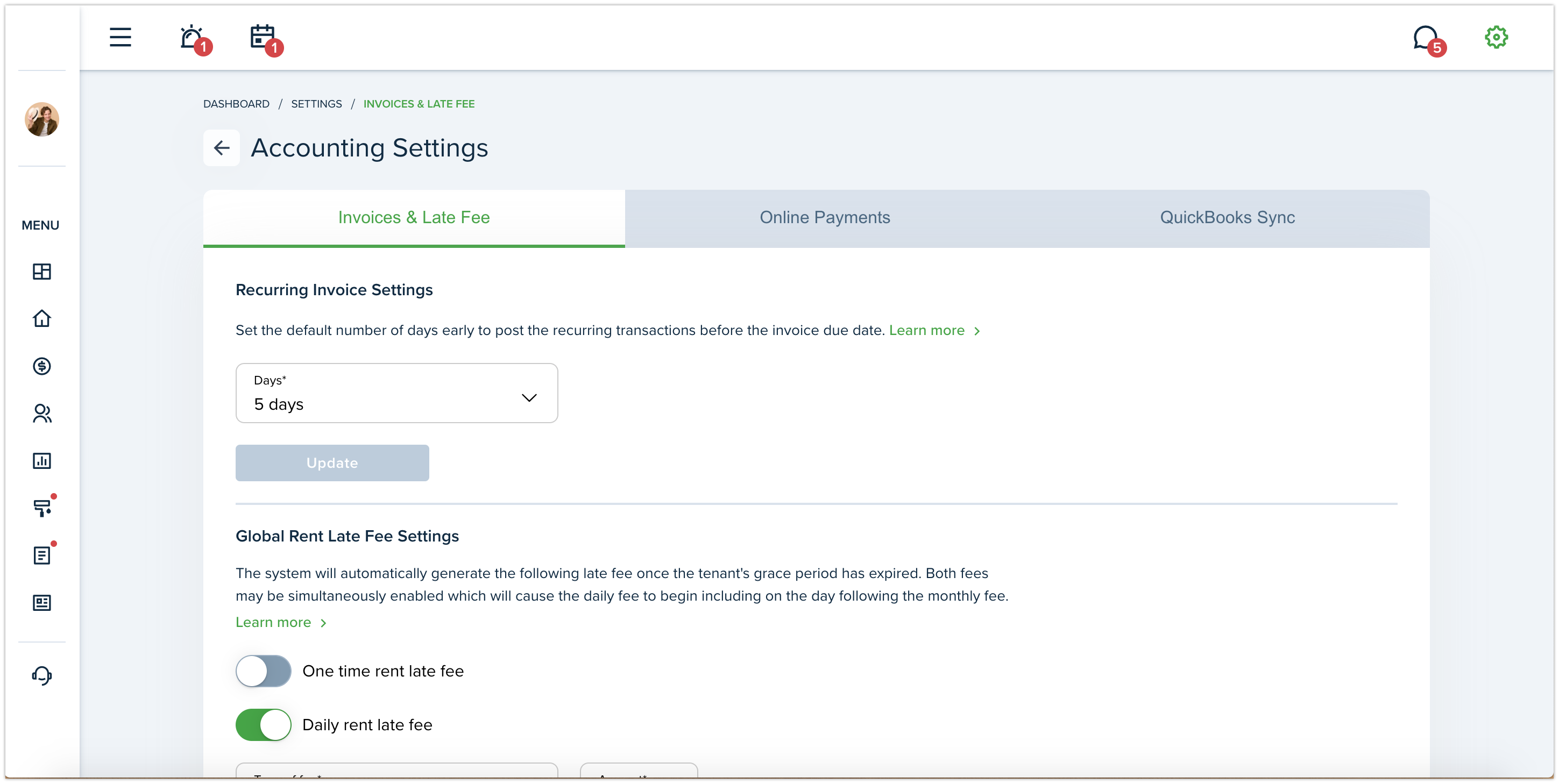 New Accounting Settings