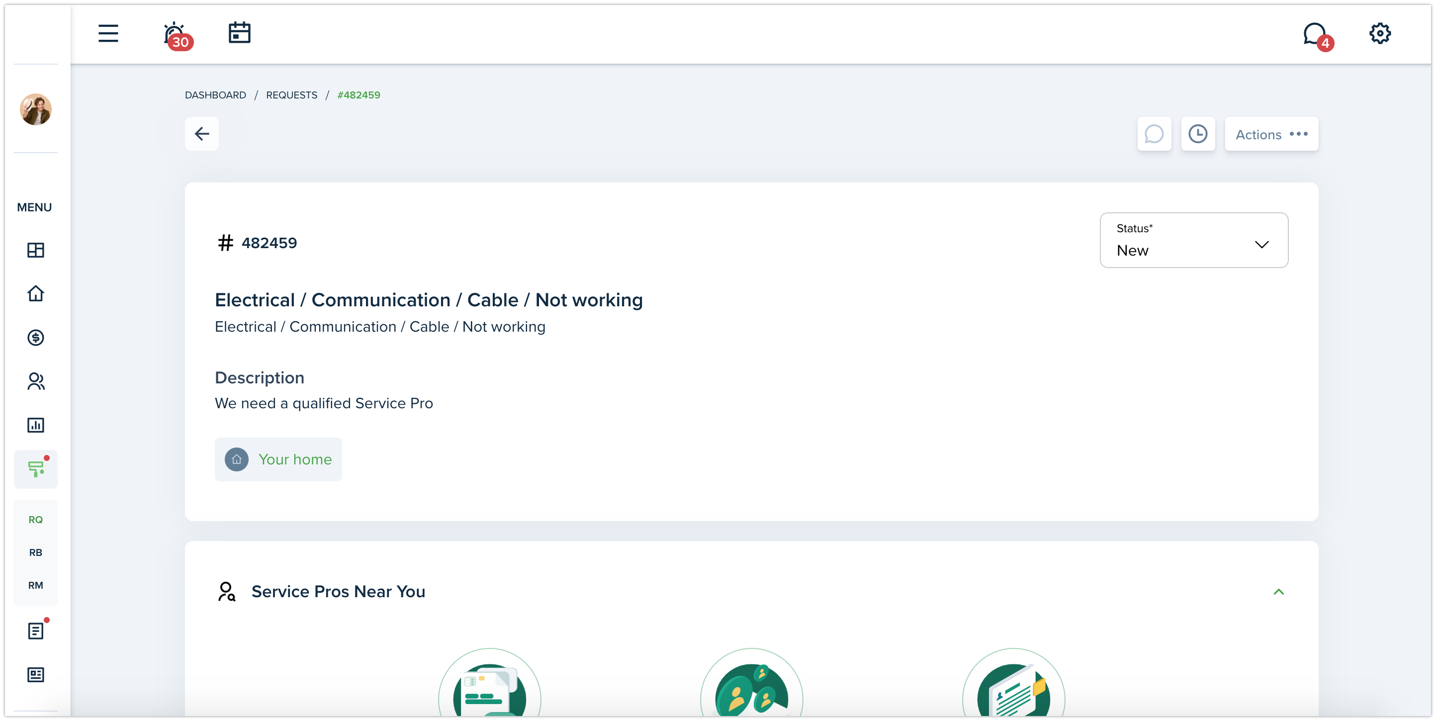 New design of maintenance request