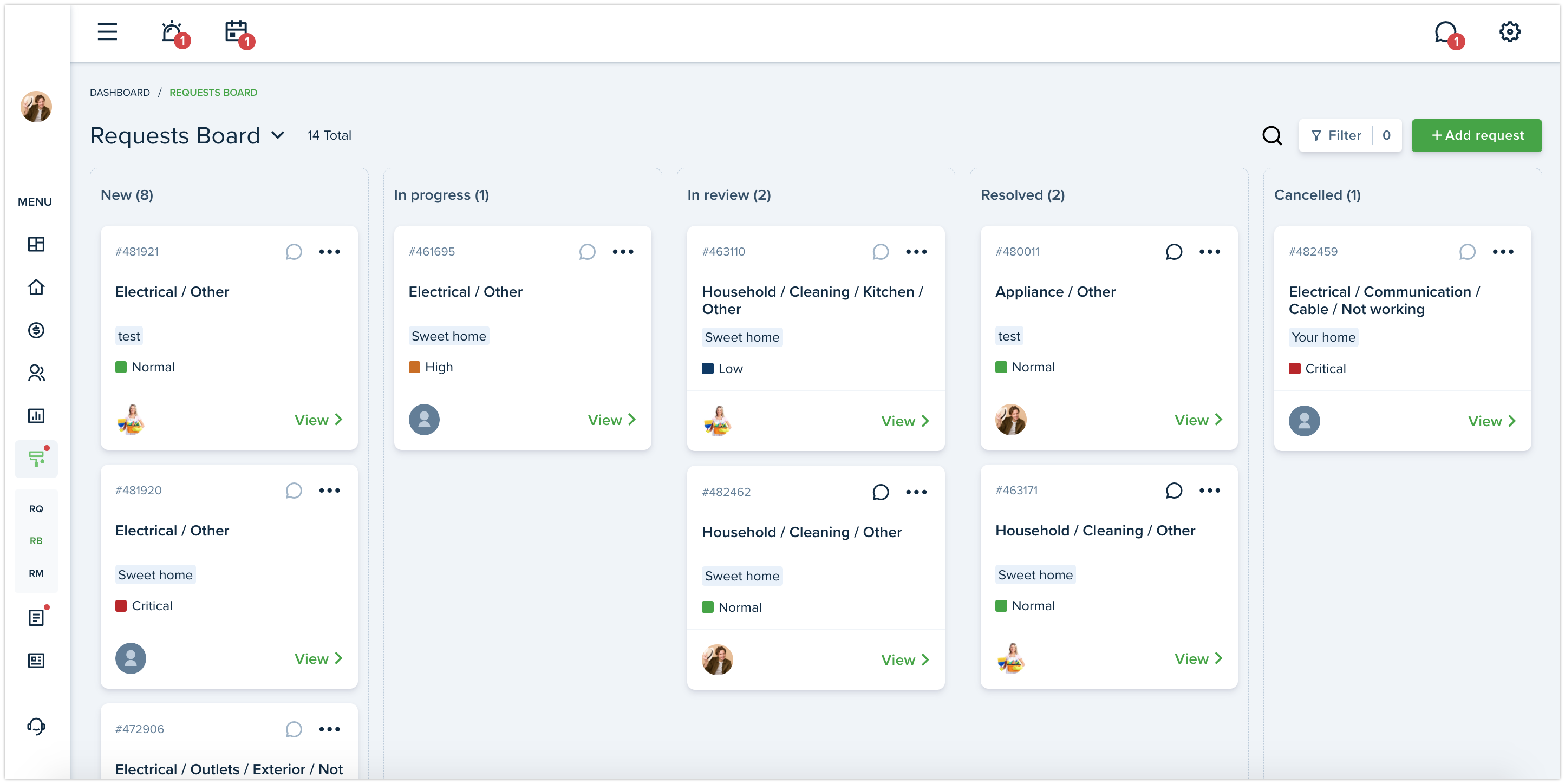 New status of maintenance requests - In review