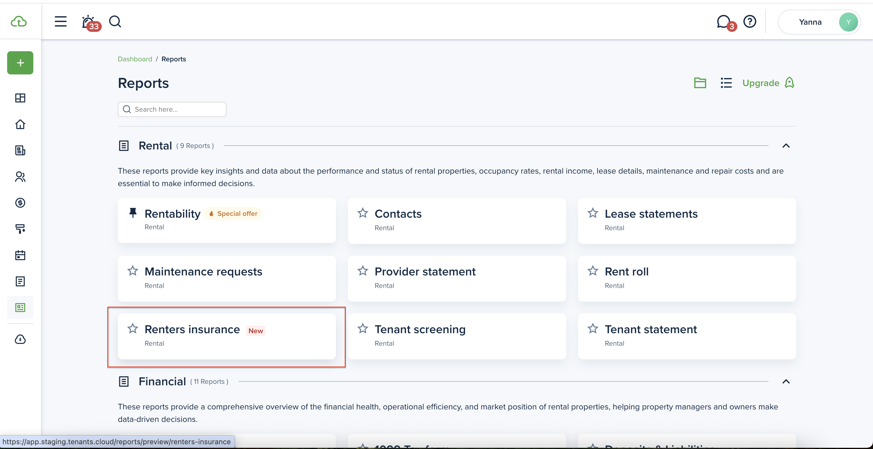 Renters Insurance Tracking Report